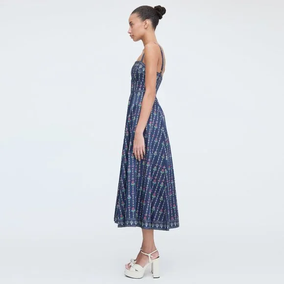 Hill House Home The Margot Dress - Navy Trailing Fern Size S - Picture 3 of 3